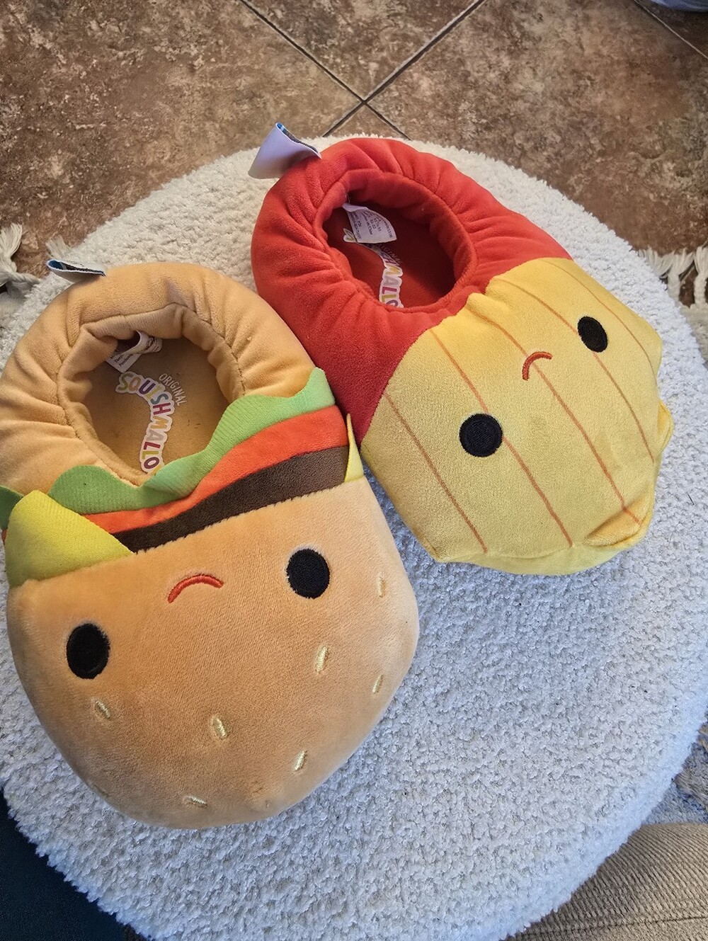 Squishmallow’s Carl Cheeseburger & Floyd French Fries Slippers